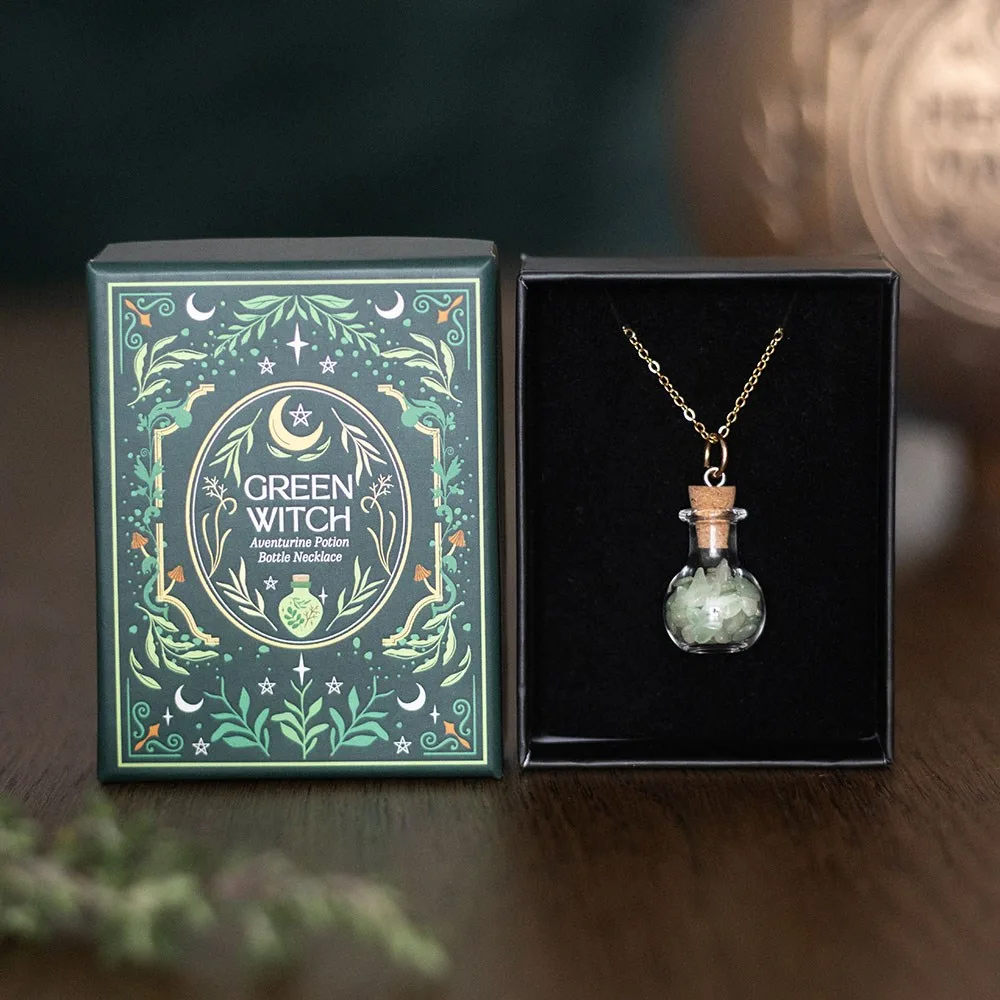 Green Witch Aventurine Potion Bottle Necklace Green Witch Aventurine Potion Bottle Necklace
