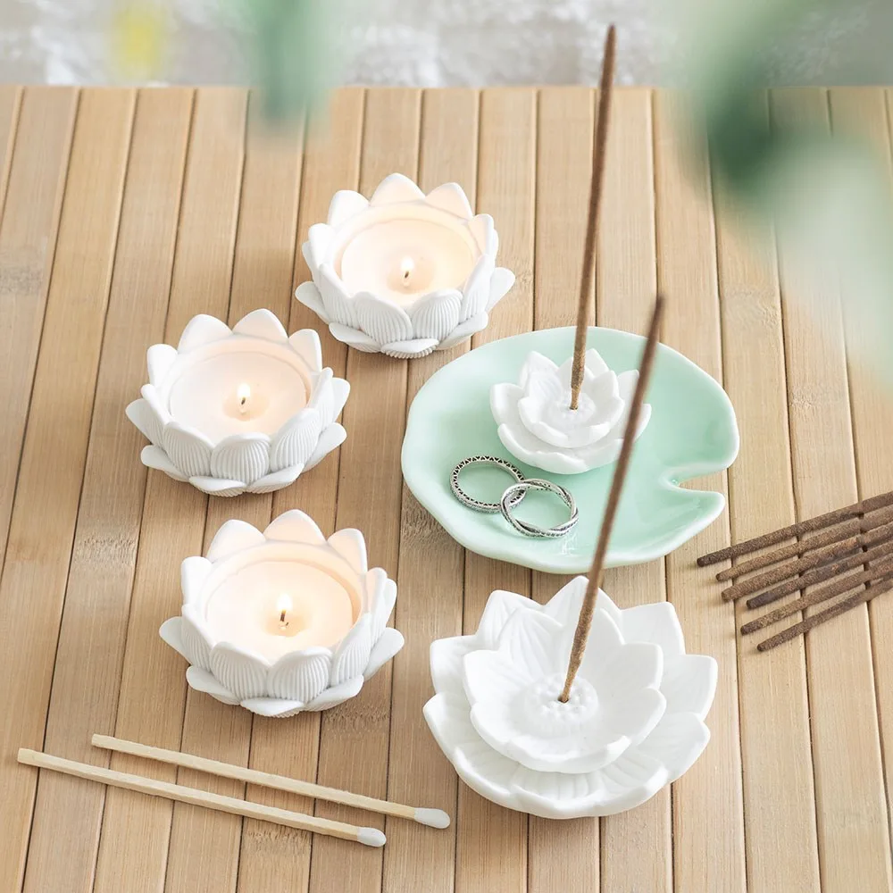 Lotus Flower Incense Stick Holder and Trinket Dish - Image 5