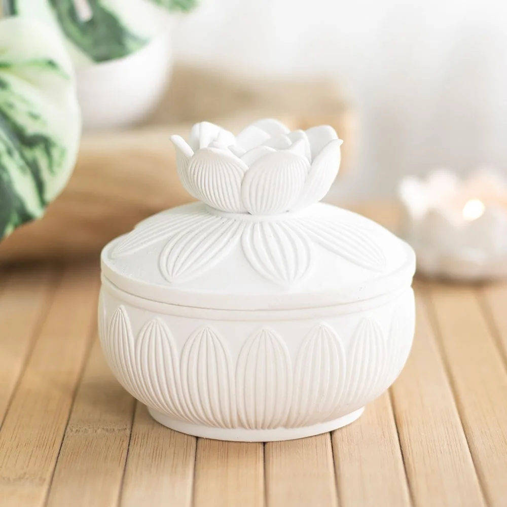 White Lotus Flower Trinket Box White Lotus Flower Trinket Box