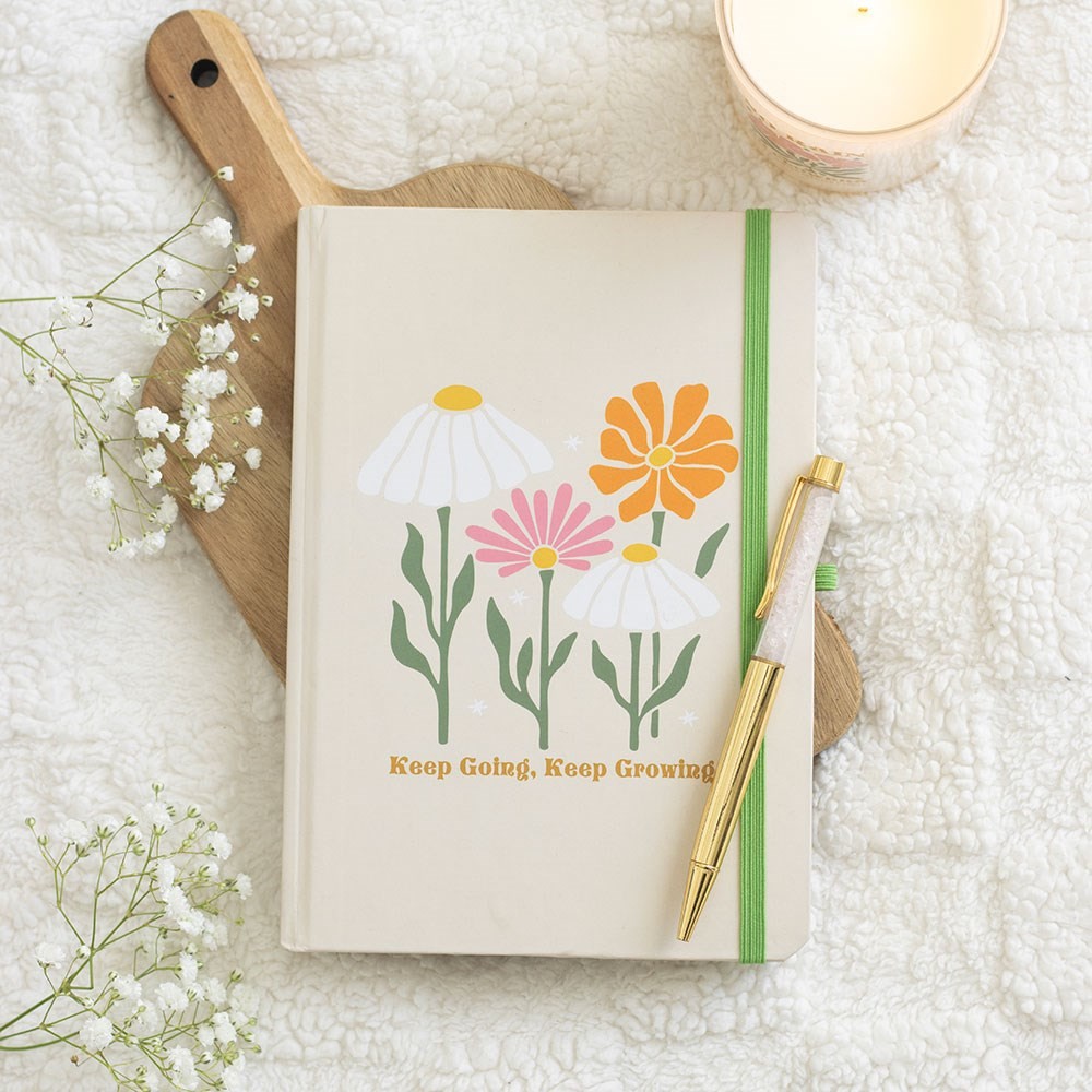 Keep Going, Keep Growing A5 Notebook with Rose Quartz Pen Keep Going, Keep Growing A5 Notebook with Rose Quartz Pen