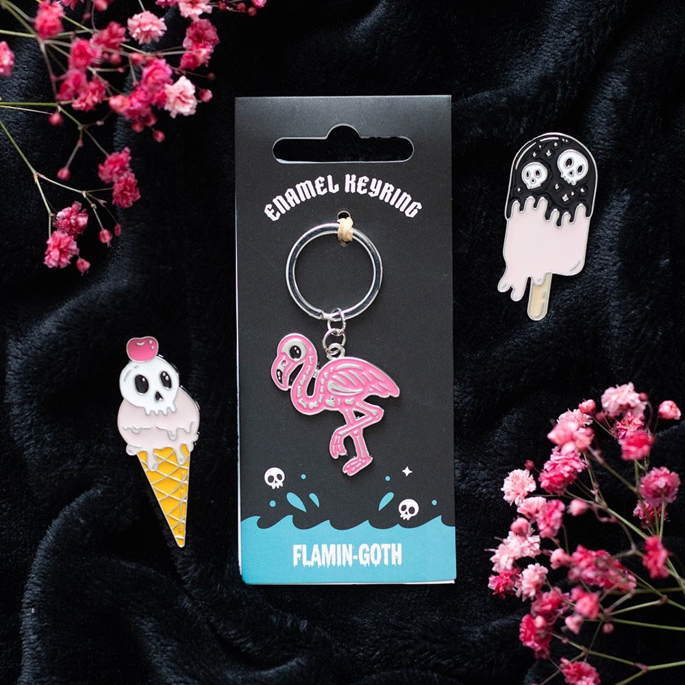Flamin-goth Flamingo Keyring Flamin-goth Flamingo Keyring