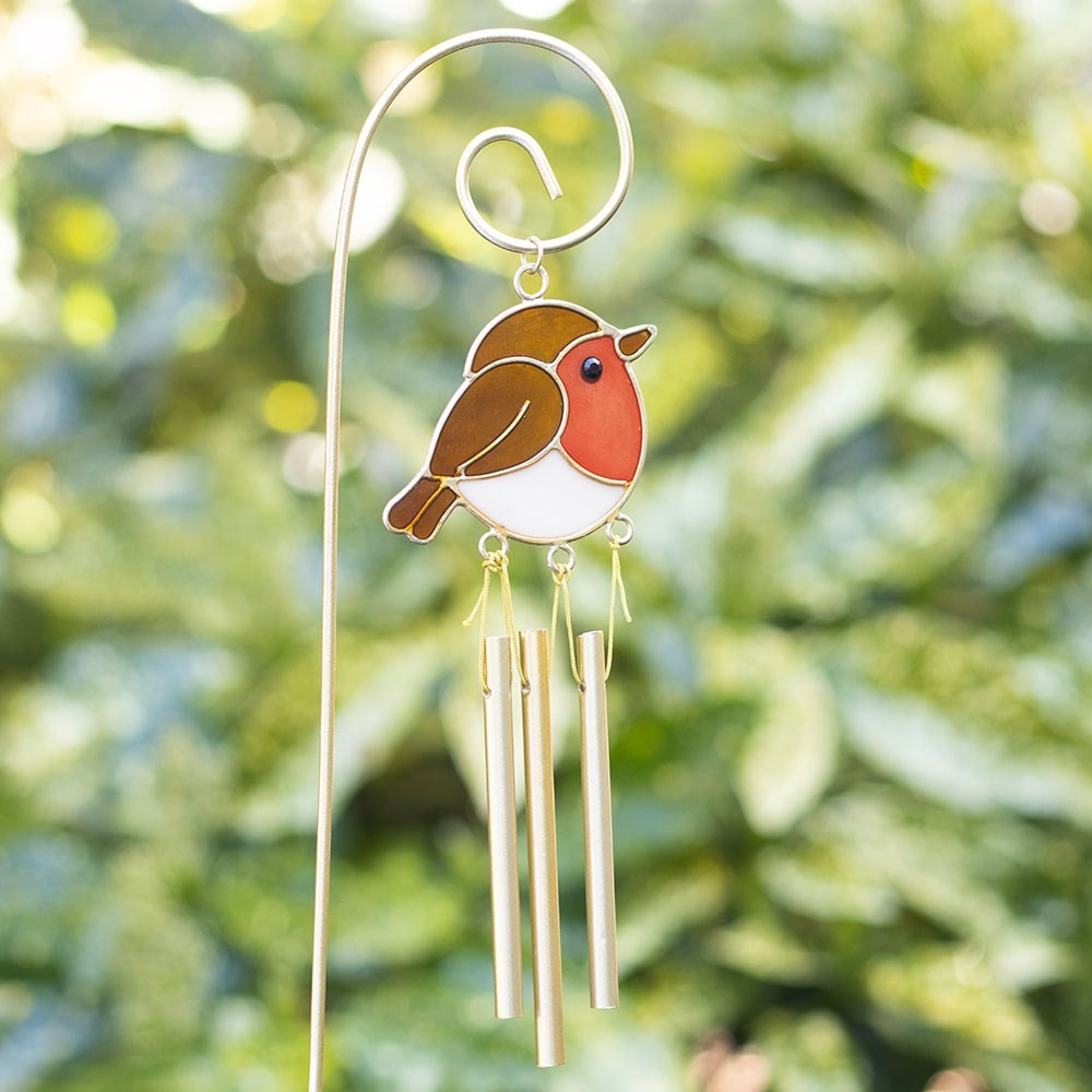 Set of 12 Robin Remembrance Windchime Stakes in Display Set of 12 Robin Remembrance Windchime Stakes in Display