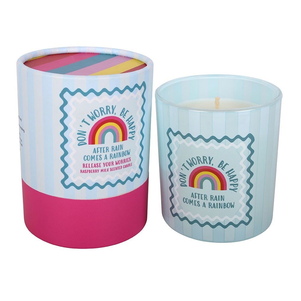 Don’t Worry Be Happy Raspberry Milk Scented Candle