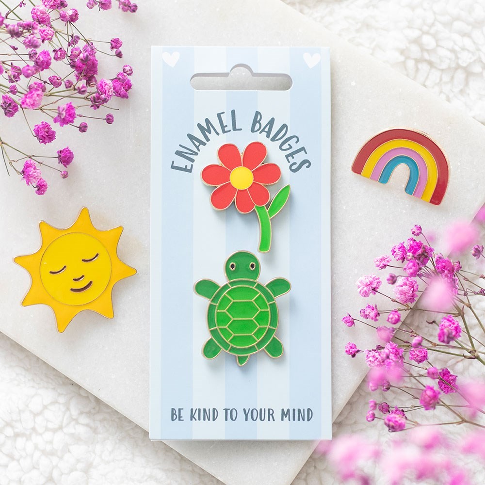 Set of 2 Turtle and Flower Pin Badges Set of 2 Turtle and Flower Pin Badges