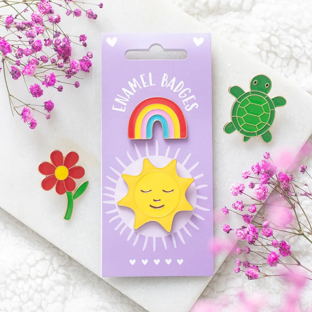 Set of 2 Rainbow and Sun Pin Badges Set of 2 Rainbow and Sun Pin Badges