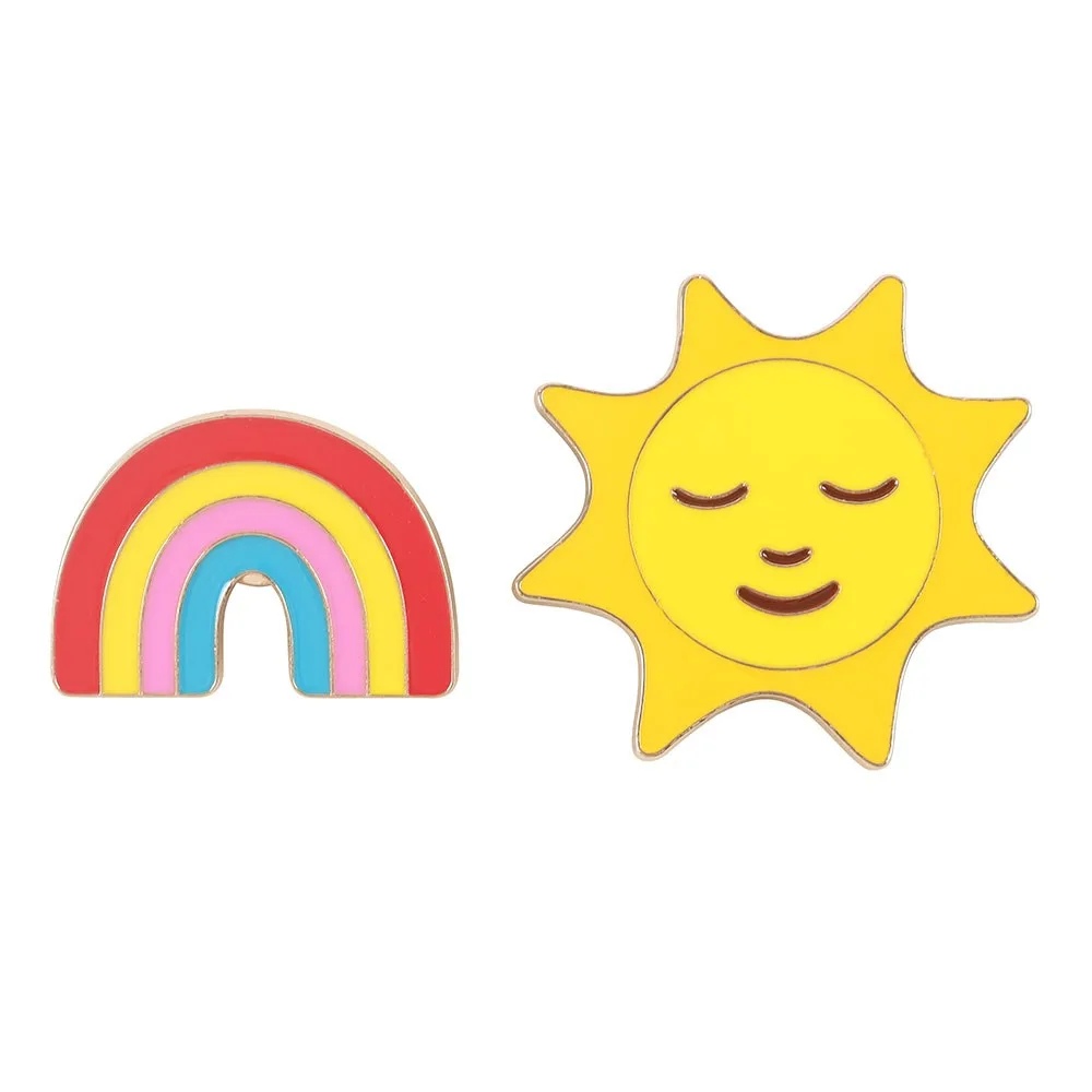 Set of 2 Rainbow and Sun Pin Badges - Image 3