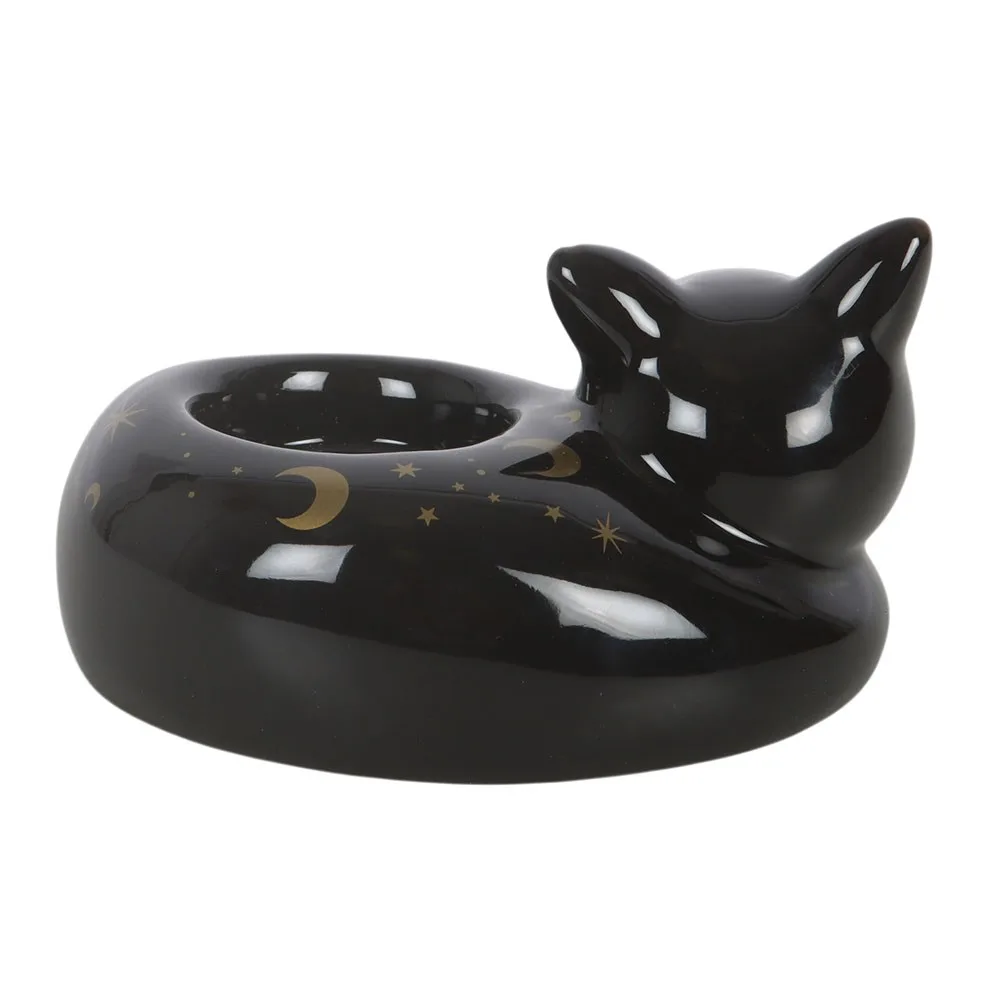 Black Cat Magick Curled Cat Tealight Holder - Image 4