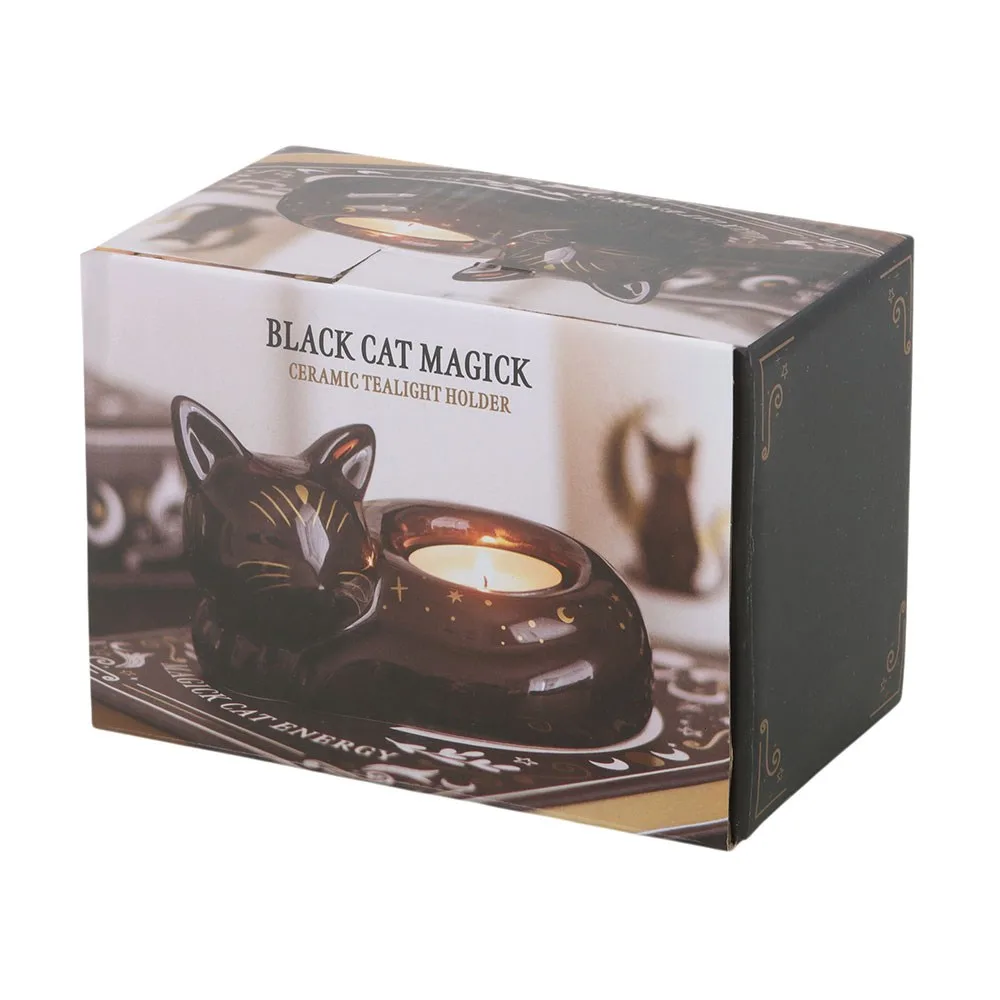 Black Cat Magick Curled Cat Tealight Holder - Image 5