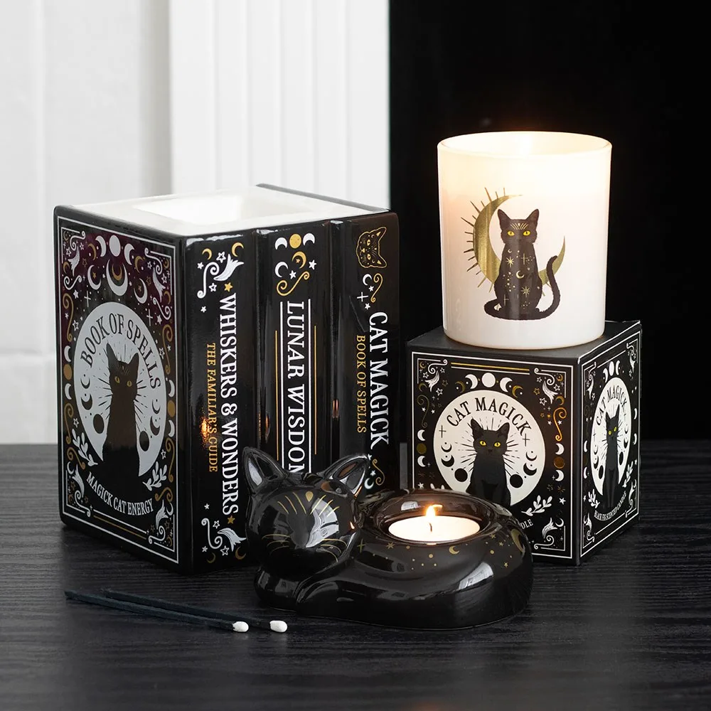 Black Cat Magick Curled Cat Tealight Holder - Image 6