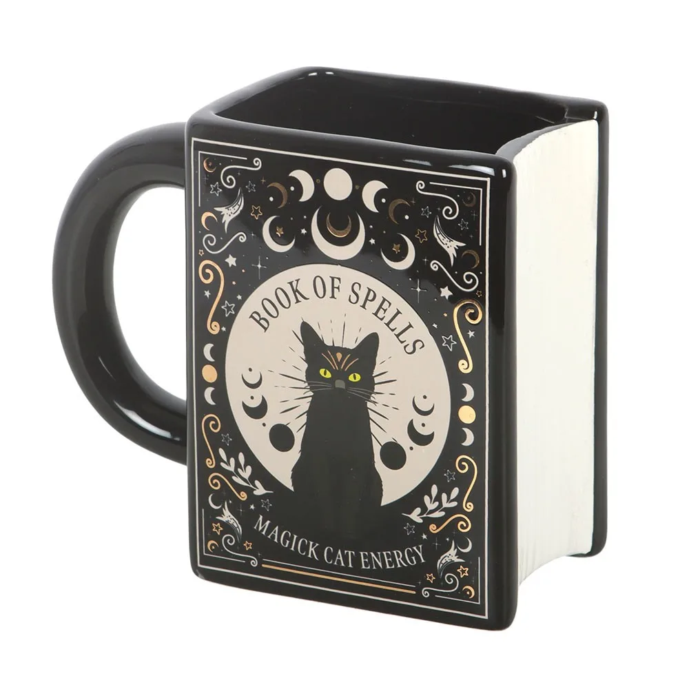 Black Cat Magick Book of Spells Book Shaped Mug - Image 2