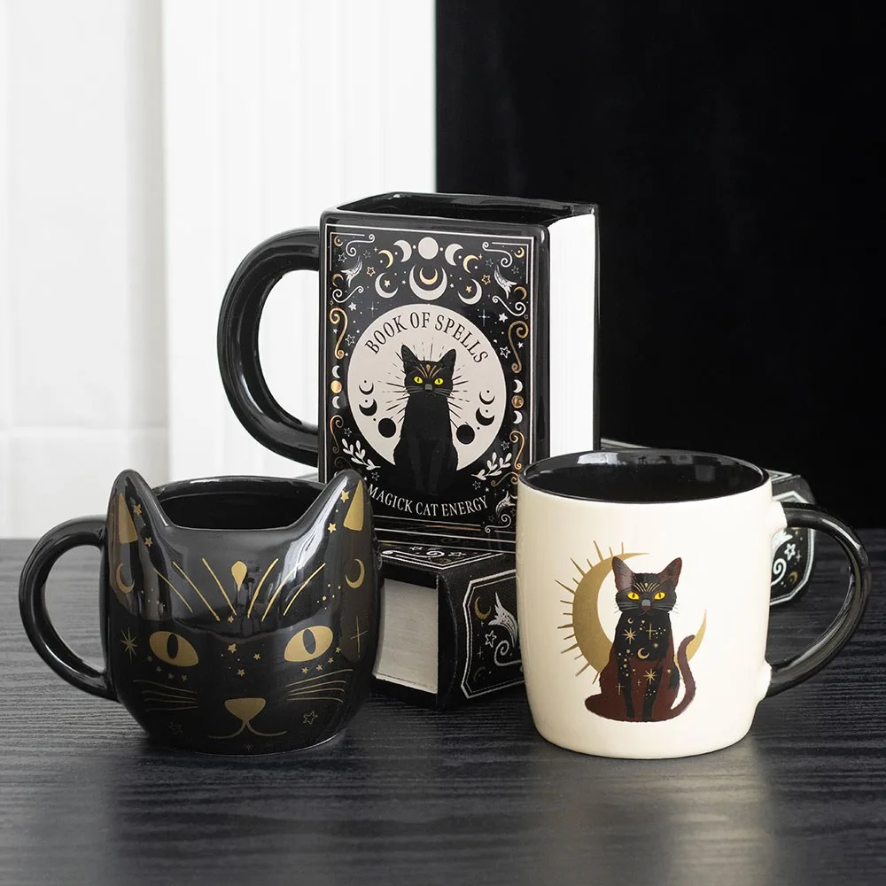 Black Cat Magick Book of Spells Book Shaped Mug - Image 5
