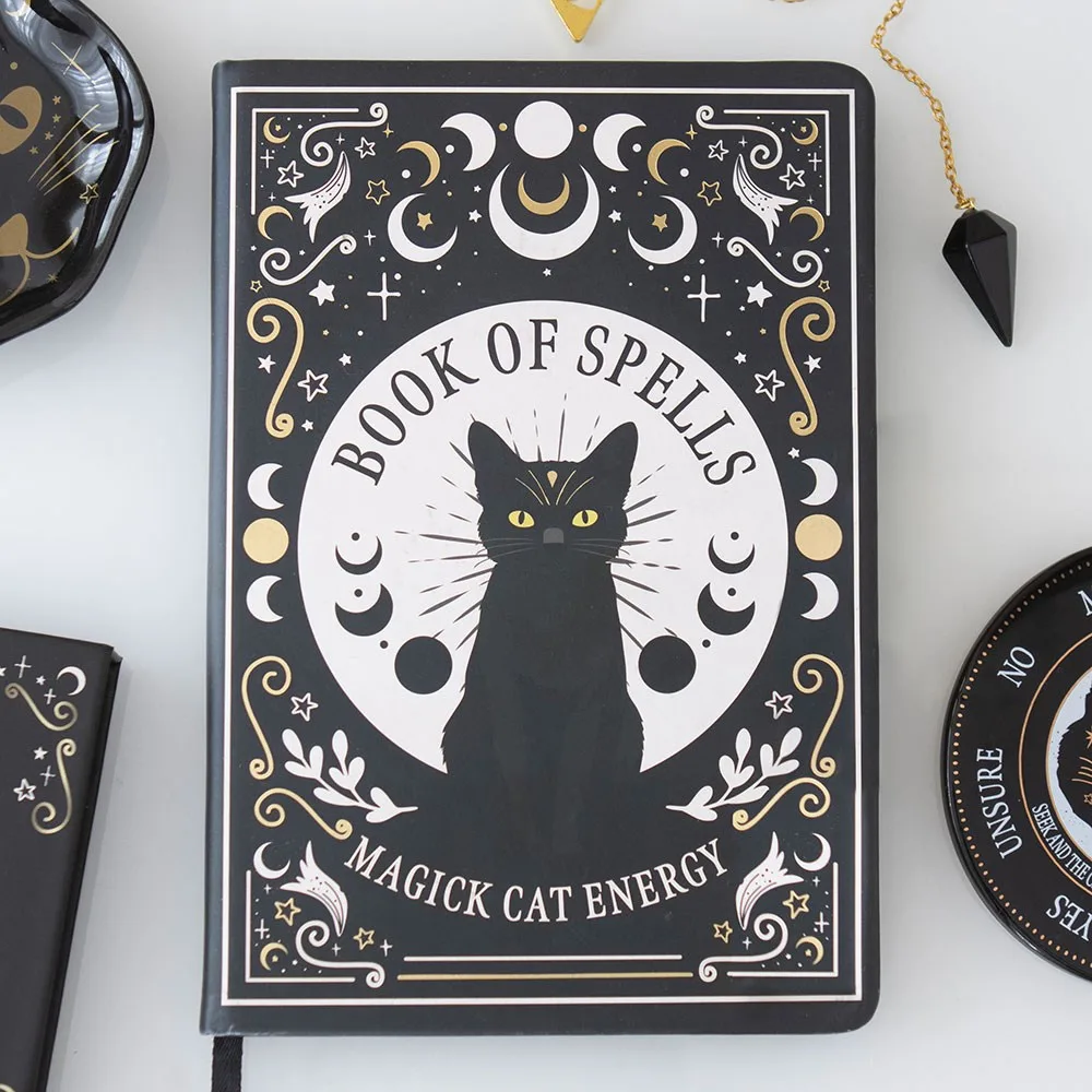 Black Cat Magick Book of Spells A5 Notebook with Pen Black Cat Magick Book of Spells A5 Notebook with Pen