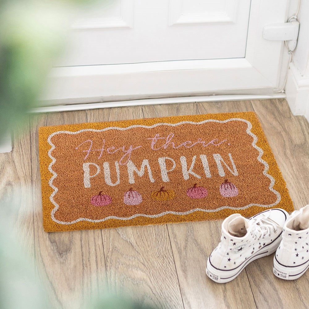 Natural Hey There Pumpkin Doormat Natural Hey There Pumpkin Doormat