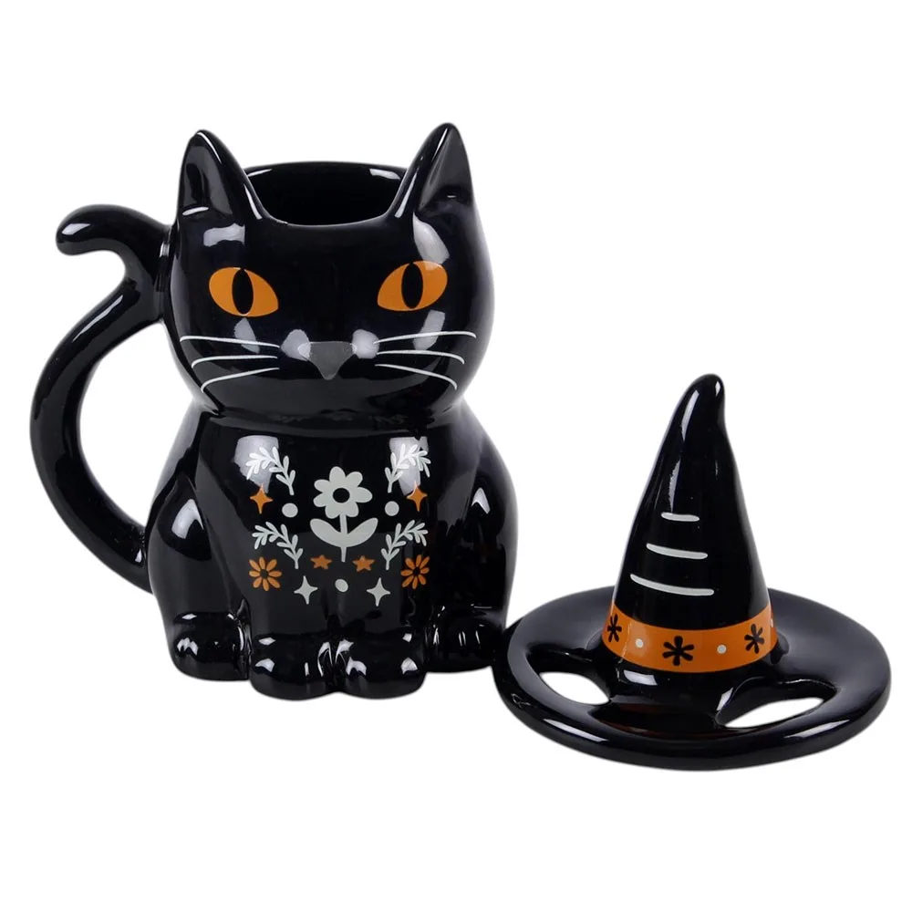 Frightful Folk Black Cat Lidded Mug, photo 3 of 6