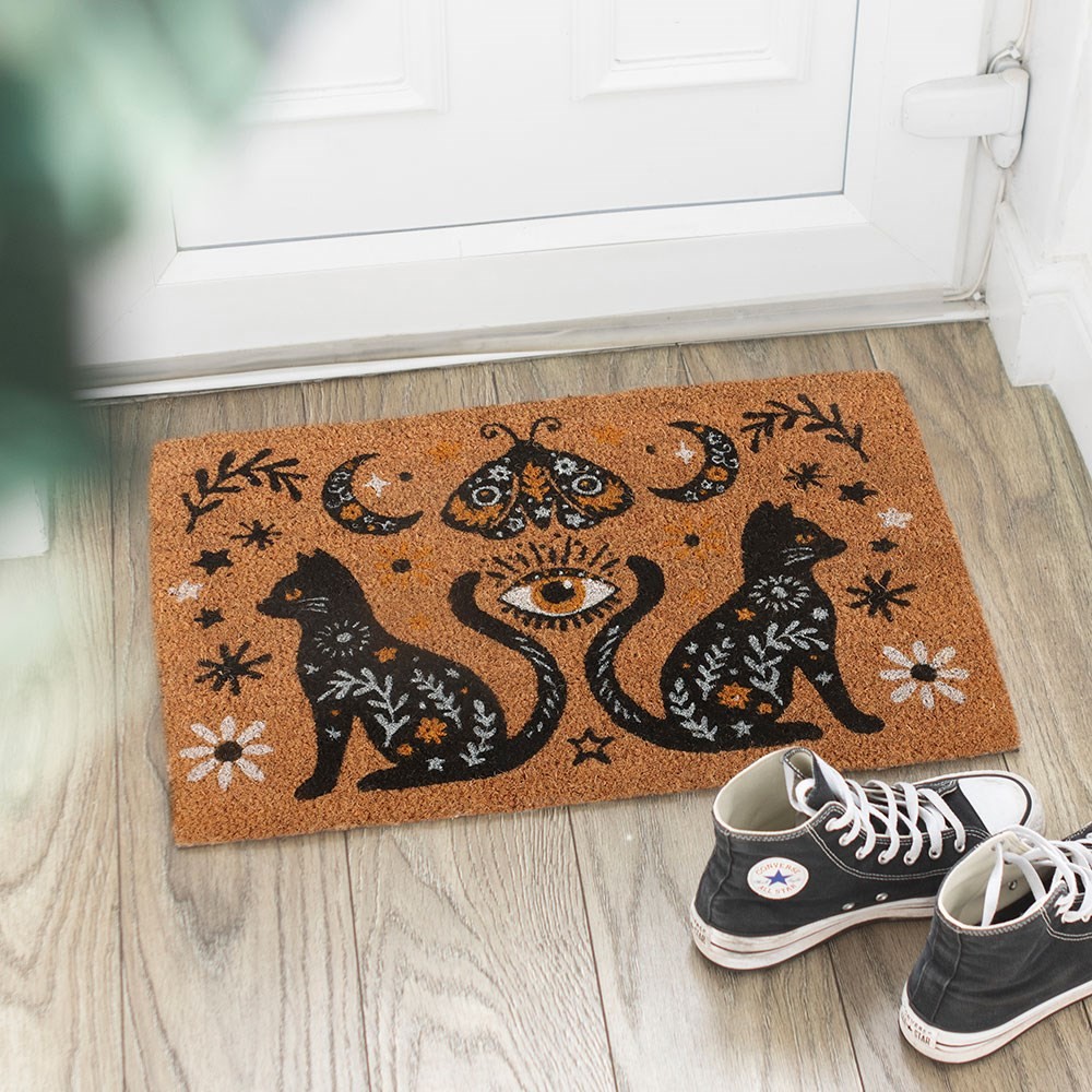 Natural Frightful Folk Cat Doormat Natural Frightful Folk Cat Doormat