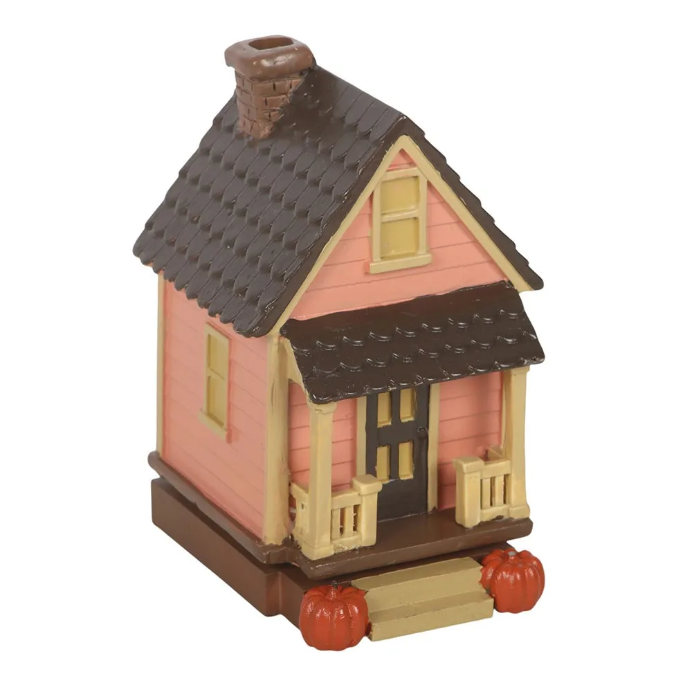 Pink House Incense Cone Burner with Pumpkins - Image 2