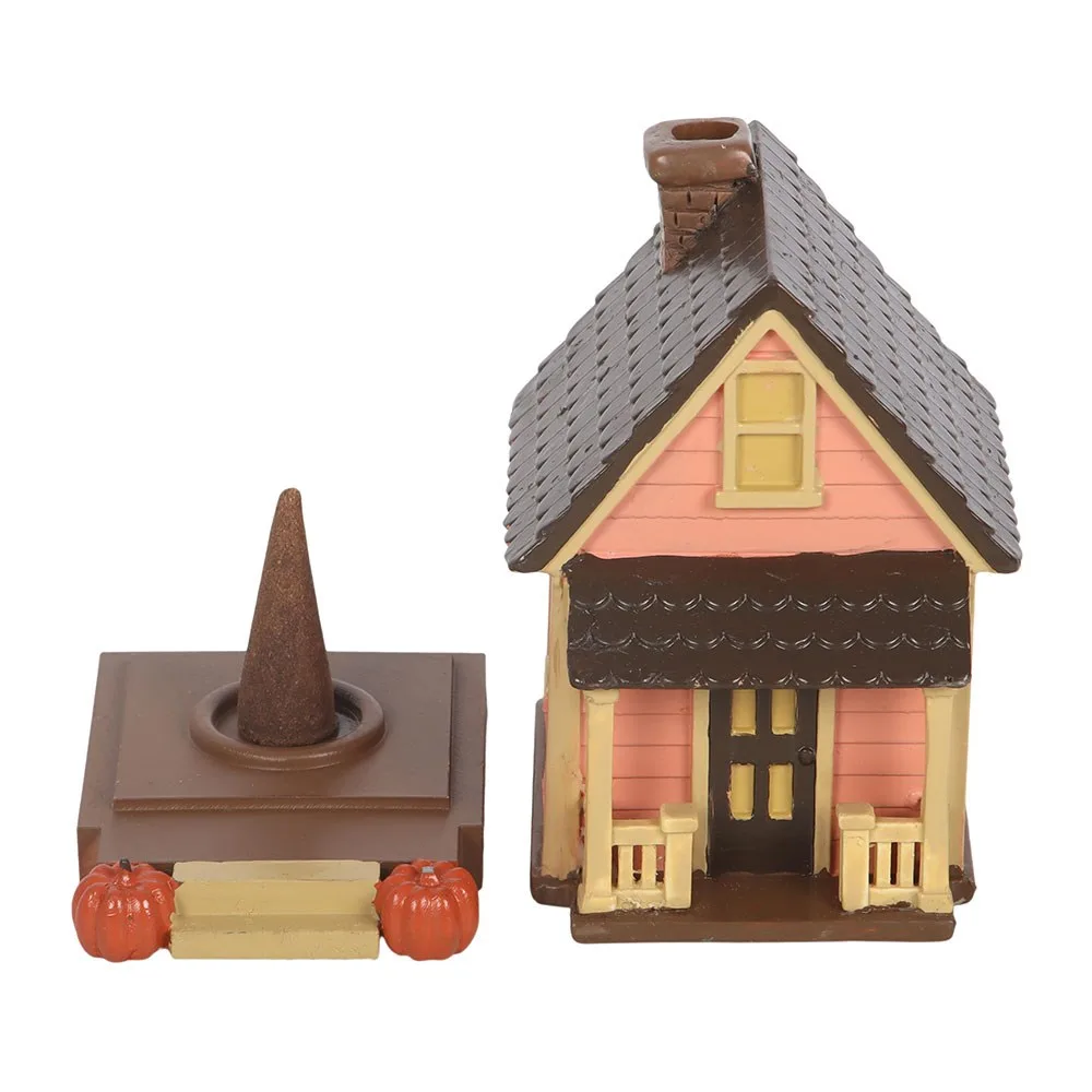 Pink House Incense Cone Burner with Pumpkins - Image 3