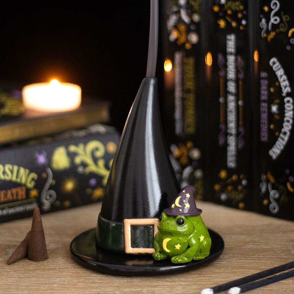 Magic Toad and Witch Hat Incense Cone Holder Magic Toad and Witch Hat Incense Cone Holder