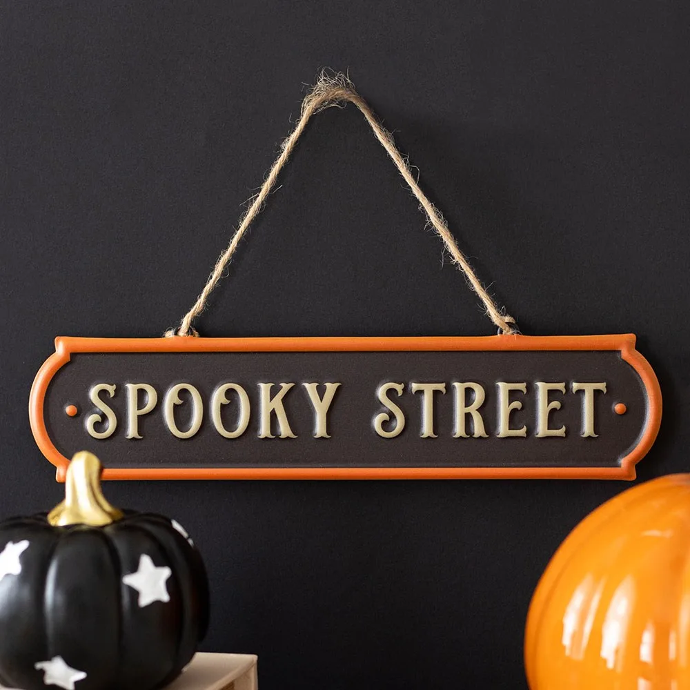 Spooky Street Hanging Metal Sign Spooky Street Hanging Metal Sign