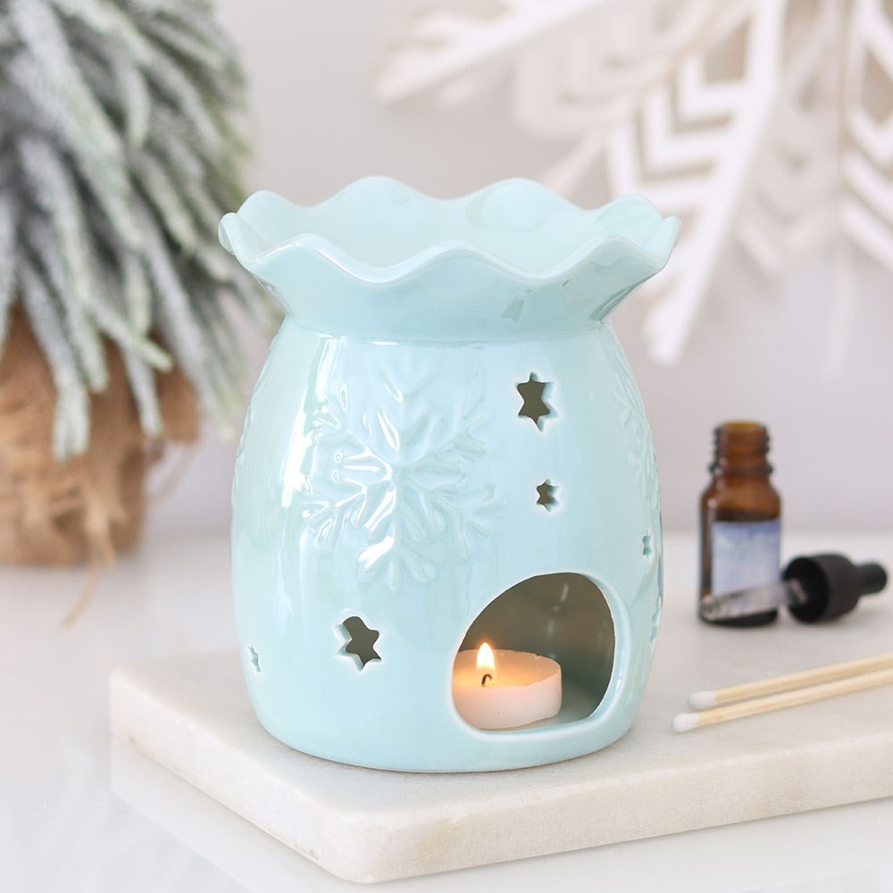 Iridescent Blue Snowflake Oil Burner and Wax Warmer Iridescent Blue Snowflake Oil Burner and Wax Warmer