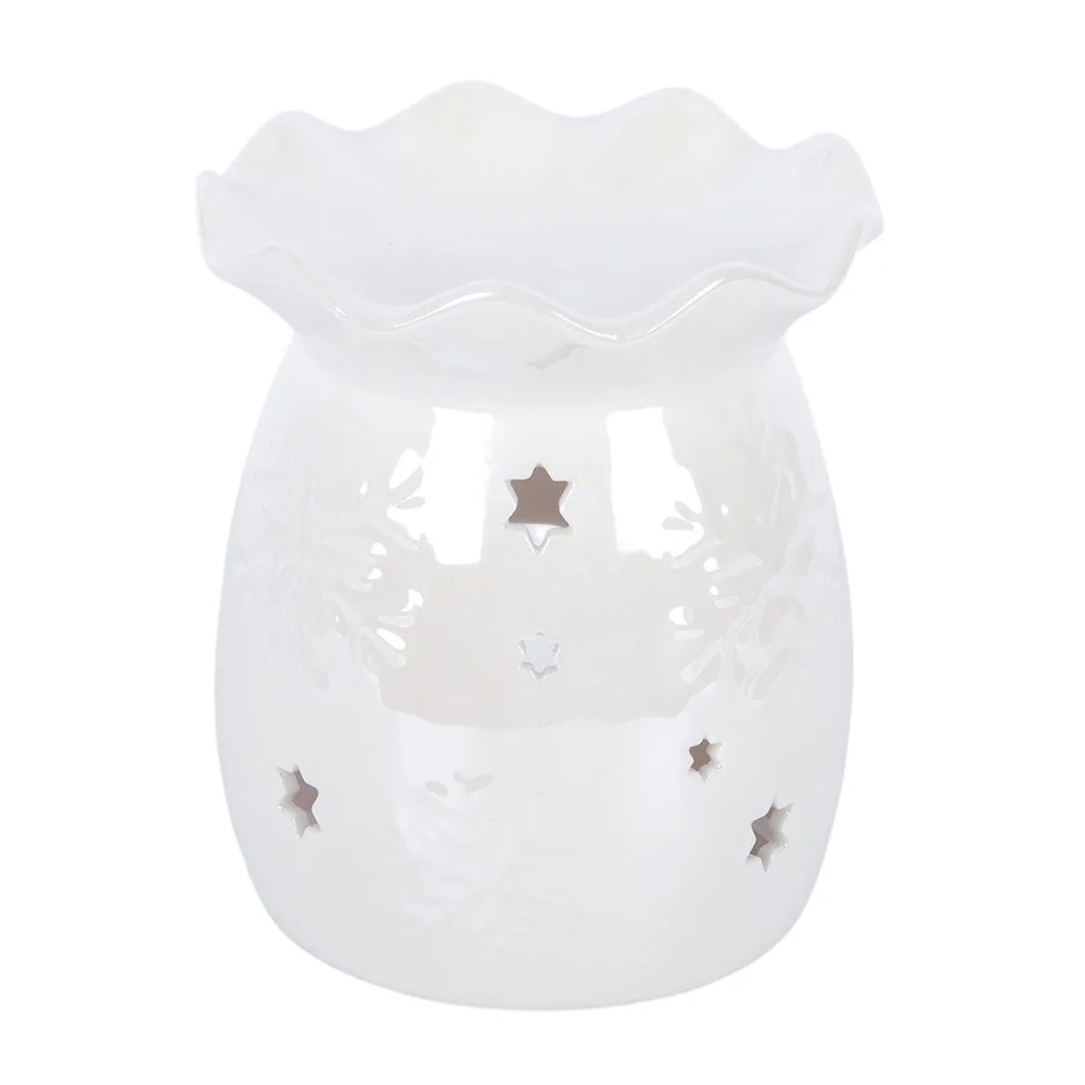 Iridescent White Snowflake Oil Burner and Wax Warmer - Image 2