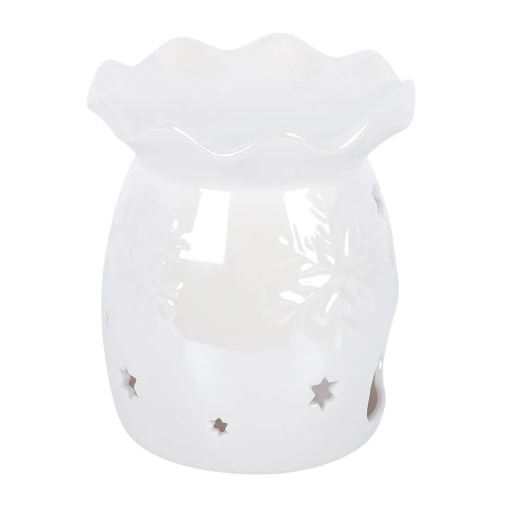 Iridescent White Snowflake Oil Burner and Wax Warmer - Image 3