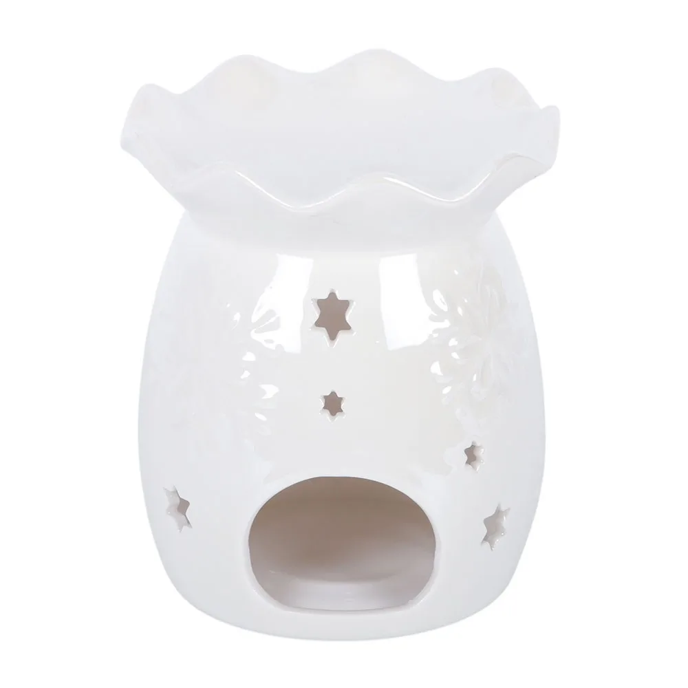 Iridescent White Snowflake Oil Burner and Wax Warmer - Image 4