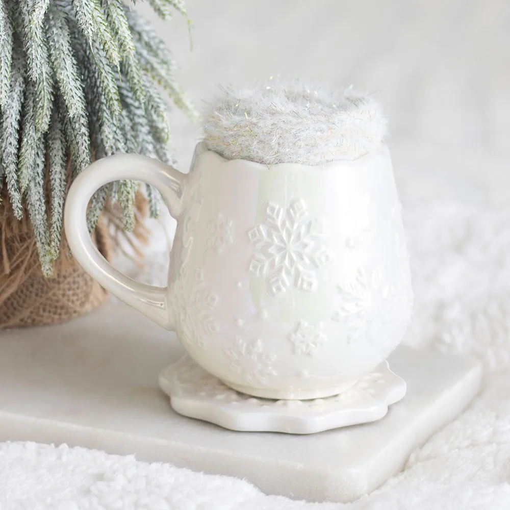 Iridescent Snowflake Mug, Coaster and Socks Set Iridescent Snowflake Mug, Coaster and Socks Set