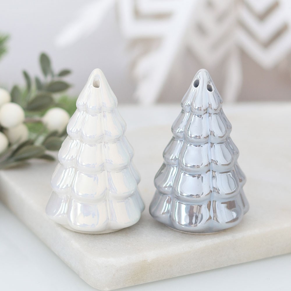 Iridescent Fir Tree Salt and Pepper Shakers Iridescent Fir Tree Salt and Pepper Shakers