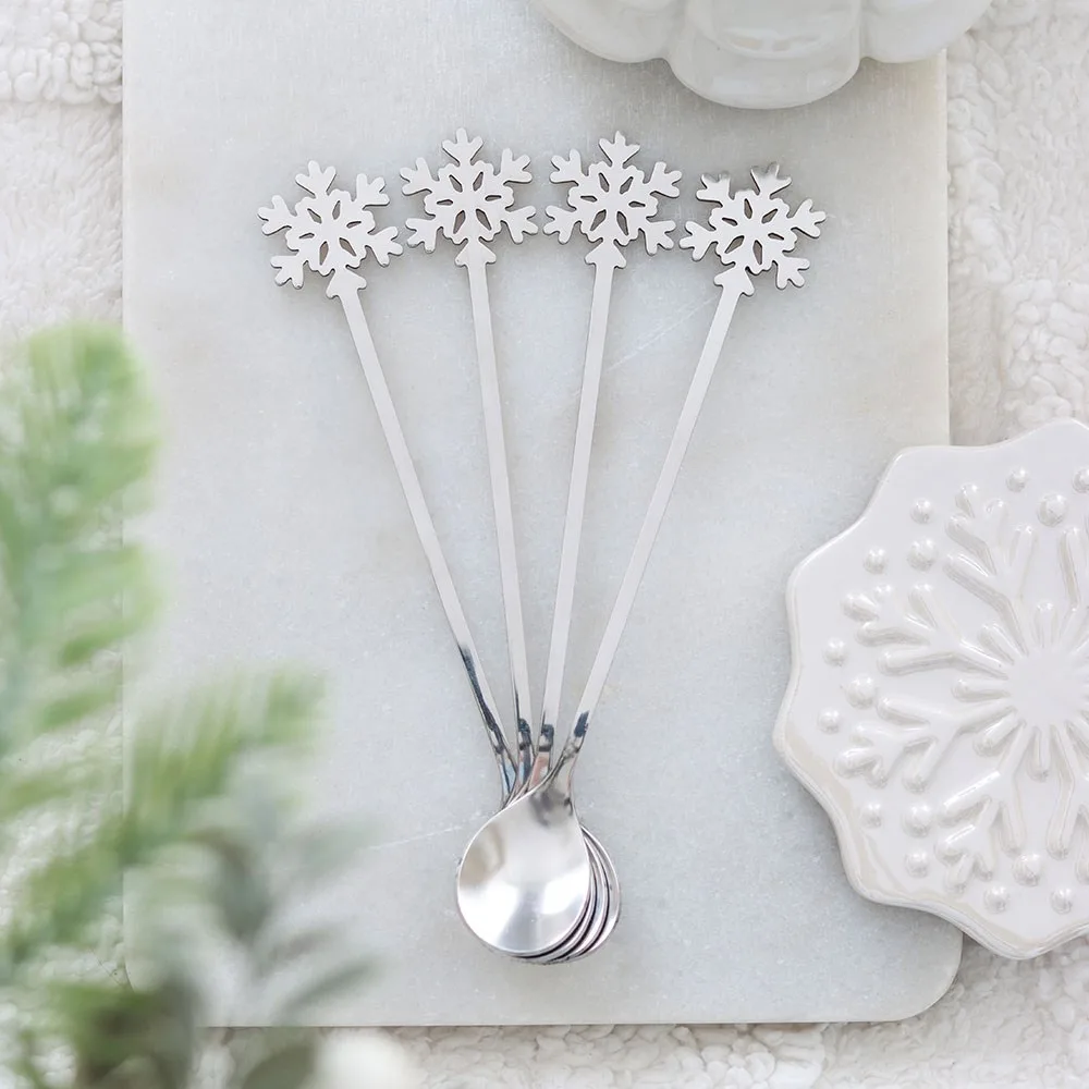 Set of 4 Metal Snowflake Spoons Set of 4 Metal Snowflake Spoons