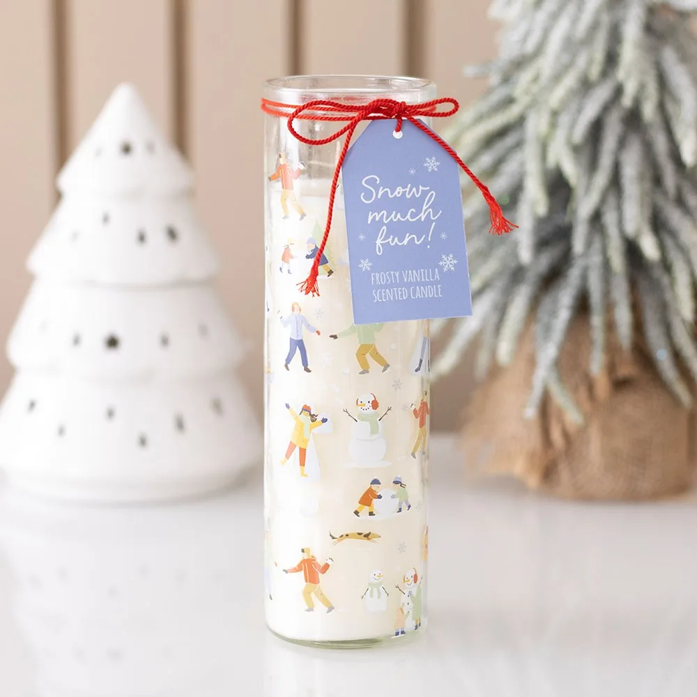 Snow Much Fun Print Frosty Vanilla Tube Candle Snow Much Fun Print Frosty Vanilla Tube Candle