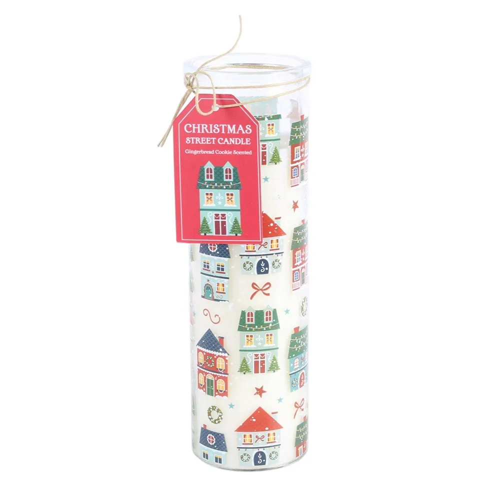 Christmas Street Print Gingerbread Cookie Tube Candle - Image 2