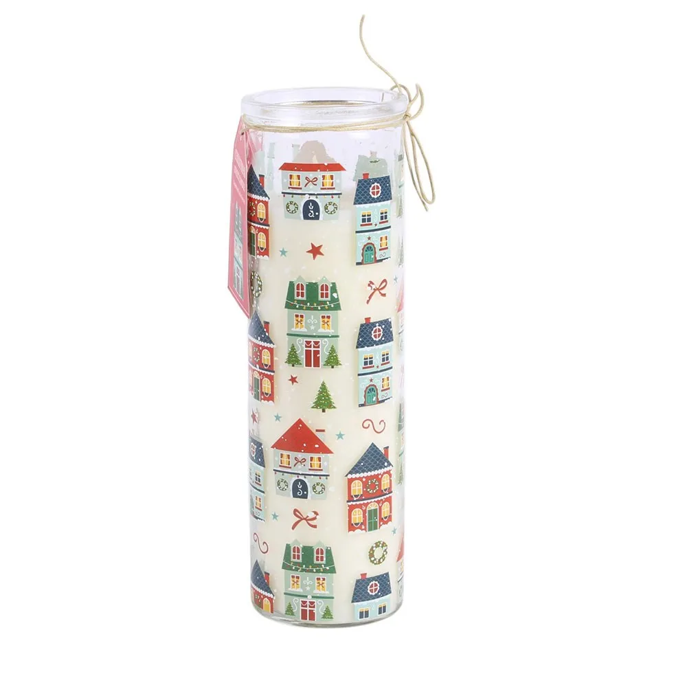 Christmas Street Print Gingerbread Cookie Tube Candle - Image 3