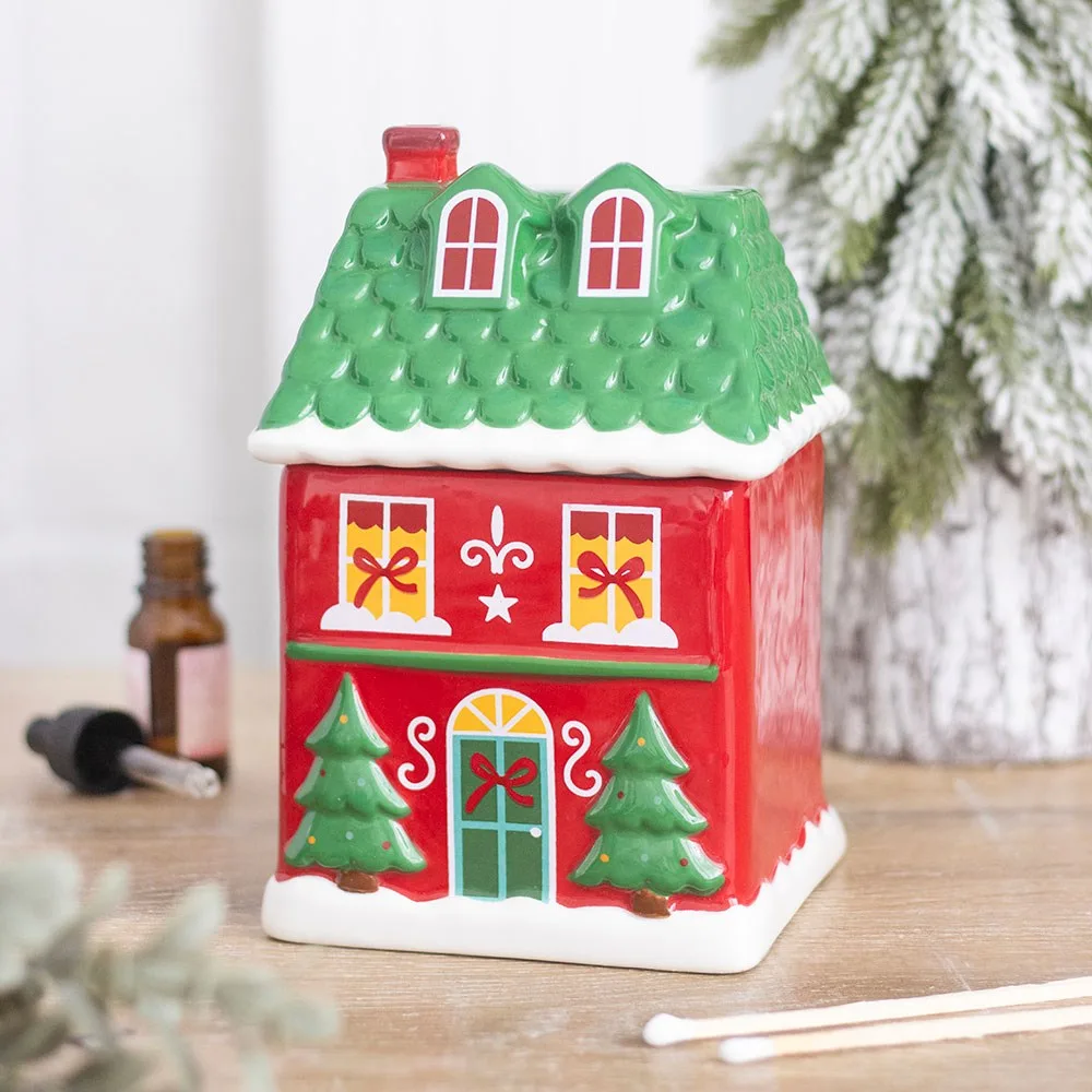 Red Christmas House Oil Burner Red Christmas House Oil Burner