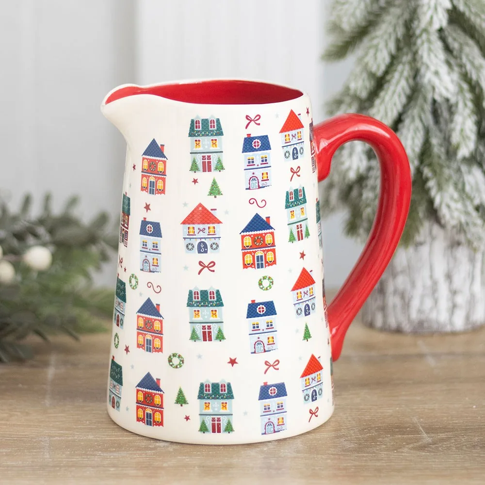 Christmas Street Print Ceramic Flower Jug Christmas Street Print Ceramic Flower Jug