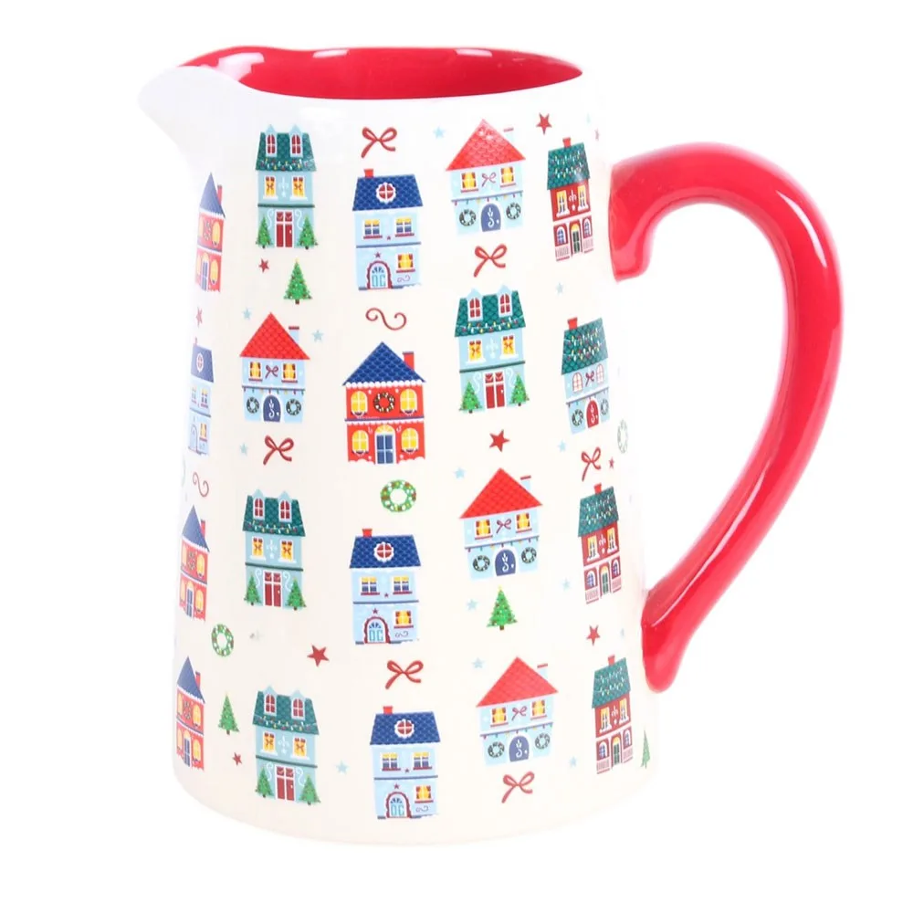 Christmas Street Print Ceramic Flower Jug - Image 2