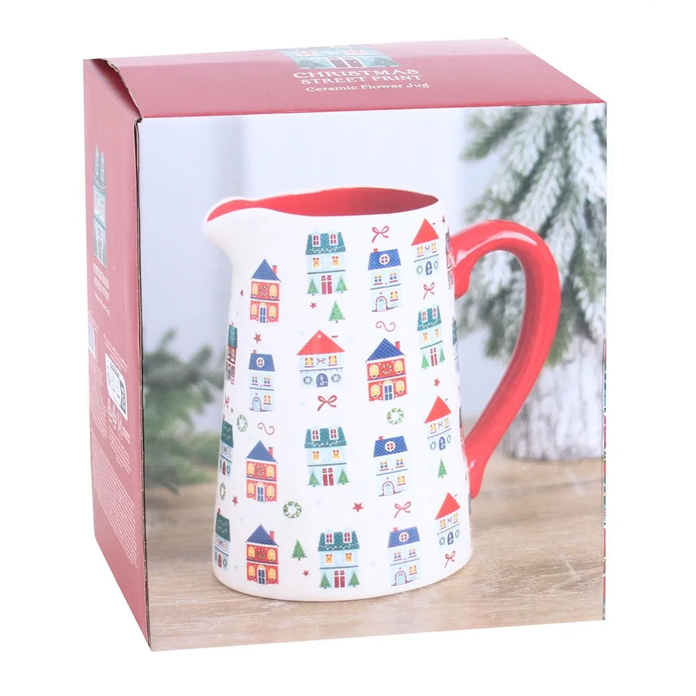 Christmas Street Print Ceramic Flower Jug - Image 5