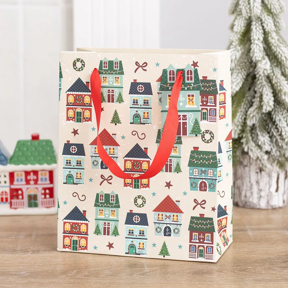 Christmas Street Print Gift Bag Christmas Street Print Gift Bag