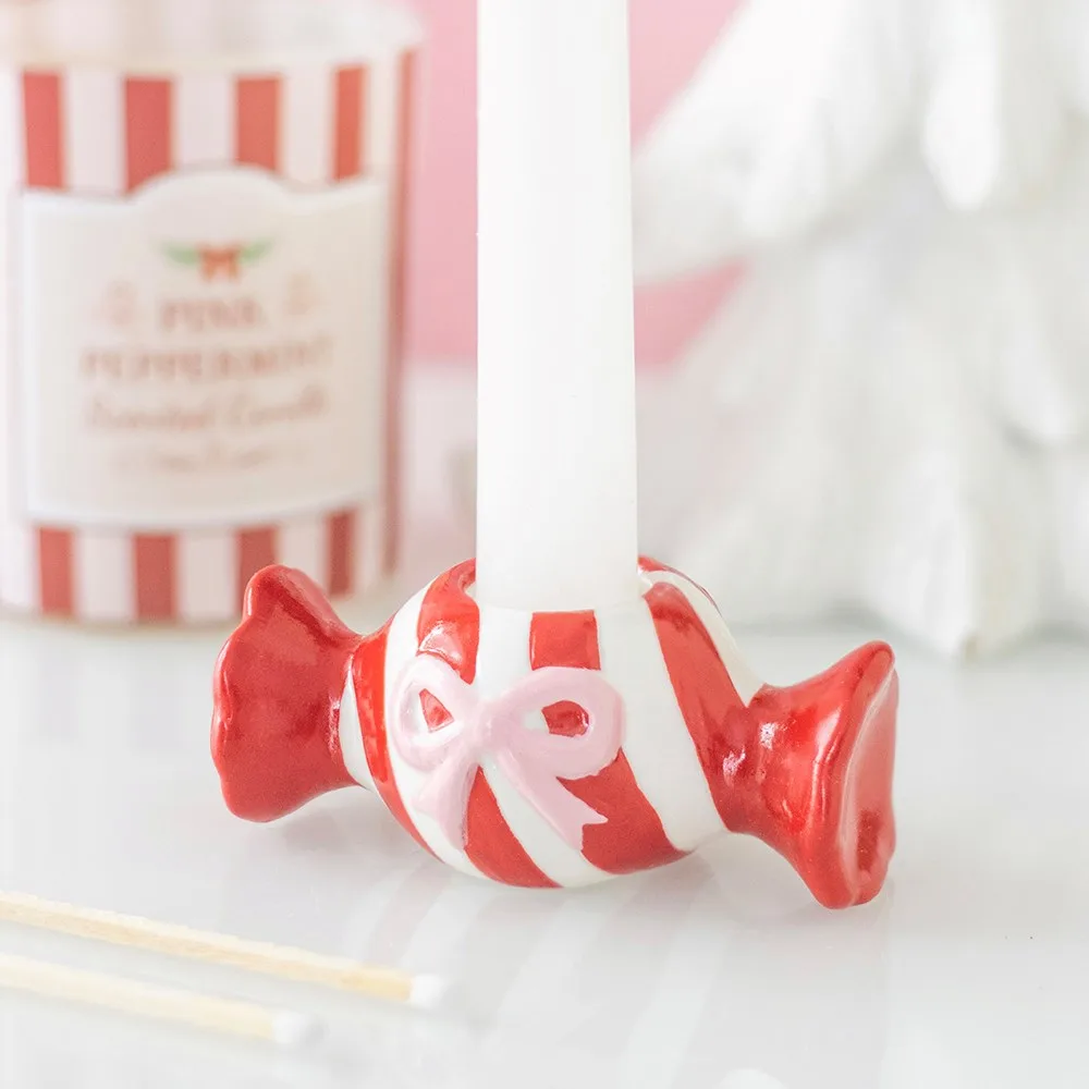 Christmas Candy Taper Candle Holder Christmas Candy Taper Candle Holder