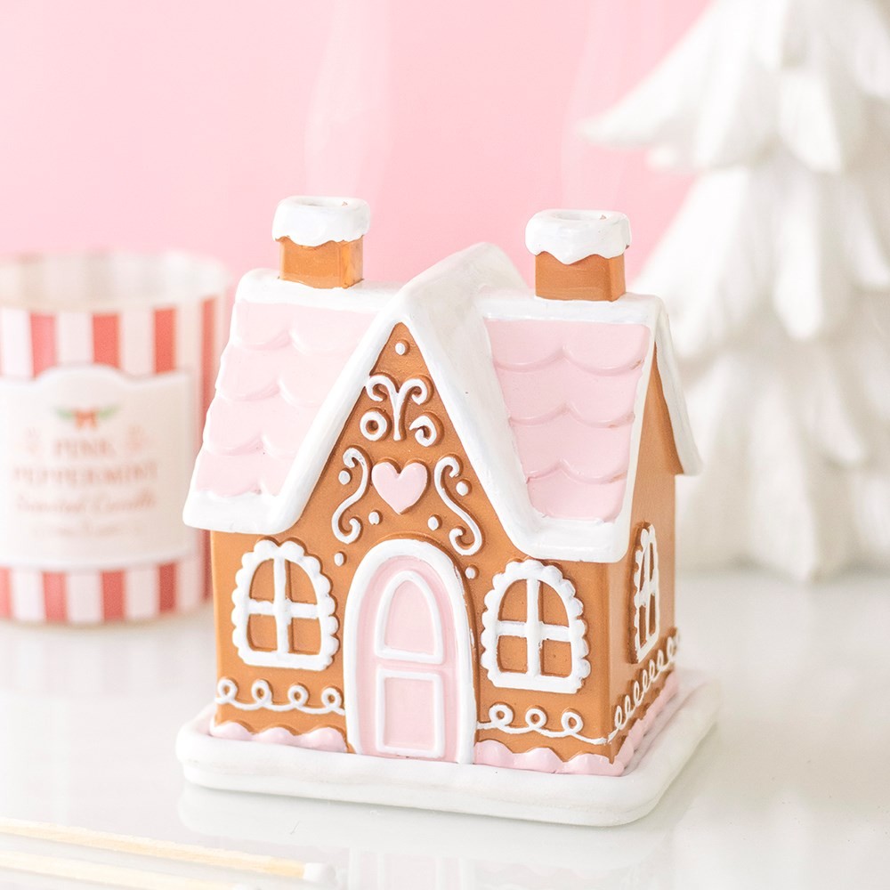 Pink Gingerbread House Incense Cone Burner Pink Gingerbread House Incense Cone Burner