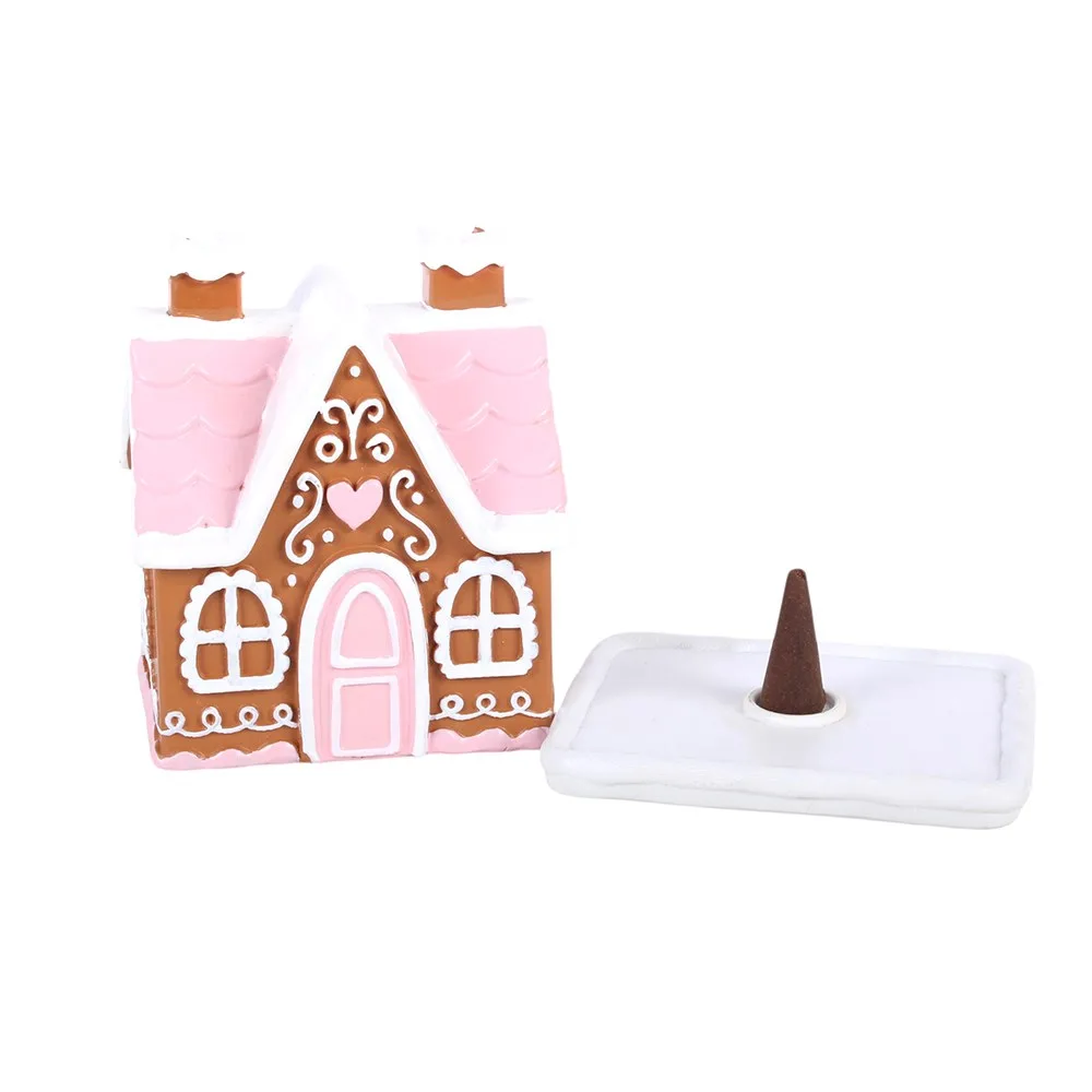 Pink Gingerbread House Incense Cone Burner - Image 3