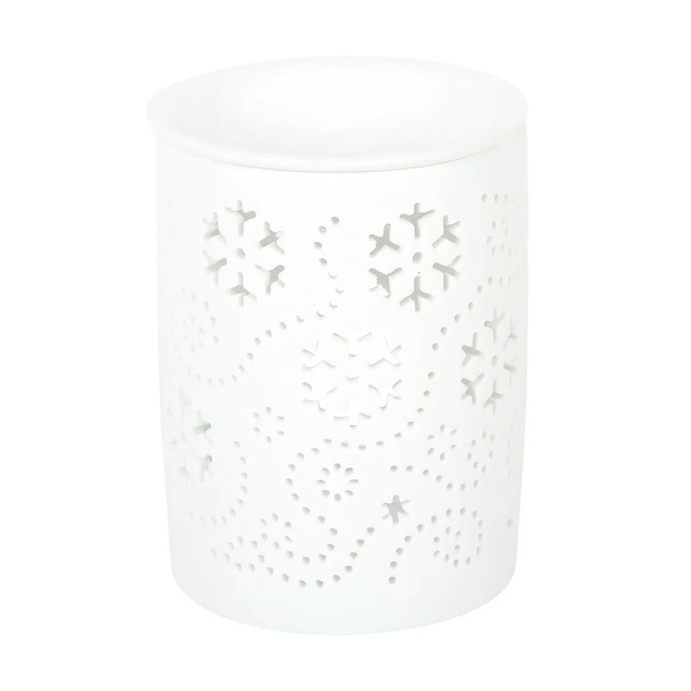 White Snowflake Cut Out Oil Burner and Wax Warmer - Image 2