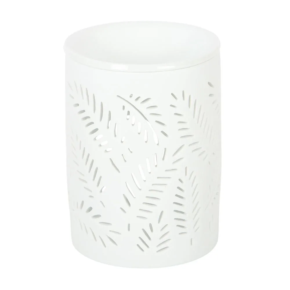 White Leafy Fern Cut Out Oil Burner and Wax Warmer - Image 2