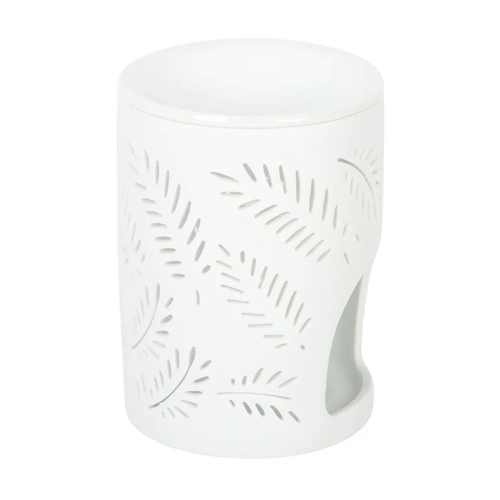 White Leafy Fern Cut Out Oil Burner and Wax Warmer - Image 3