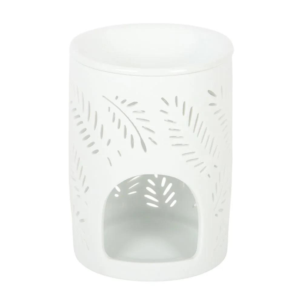 White Leafy Fern Cut Out Oil Burner and Wax Warmer - Image 4