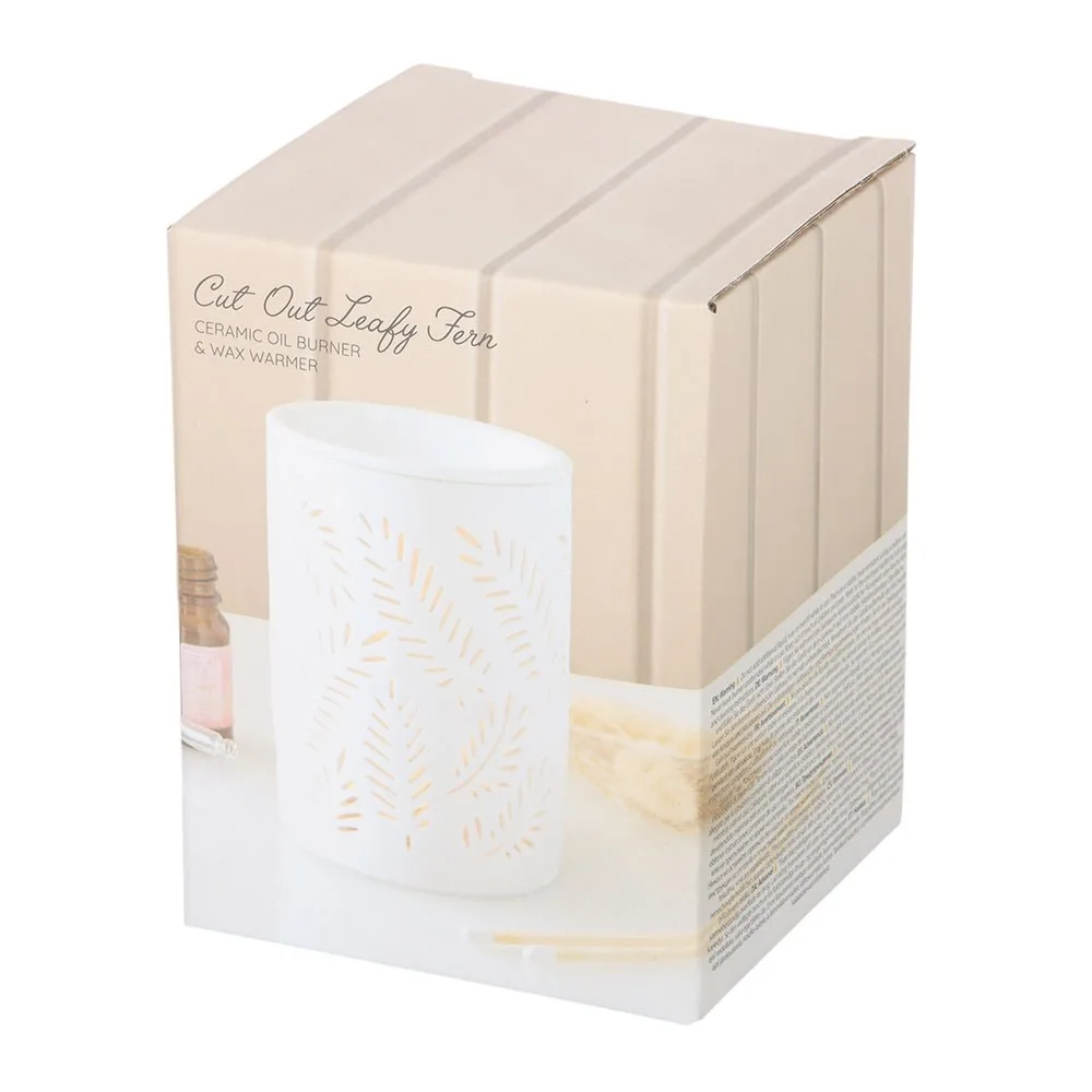 White Leafy Fern Cut Out Oil Burner and Wax Warmer - Image 5