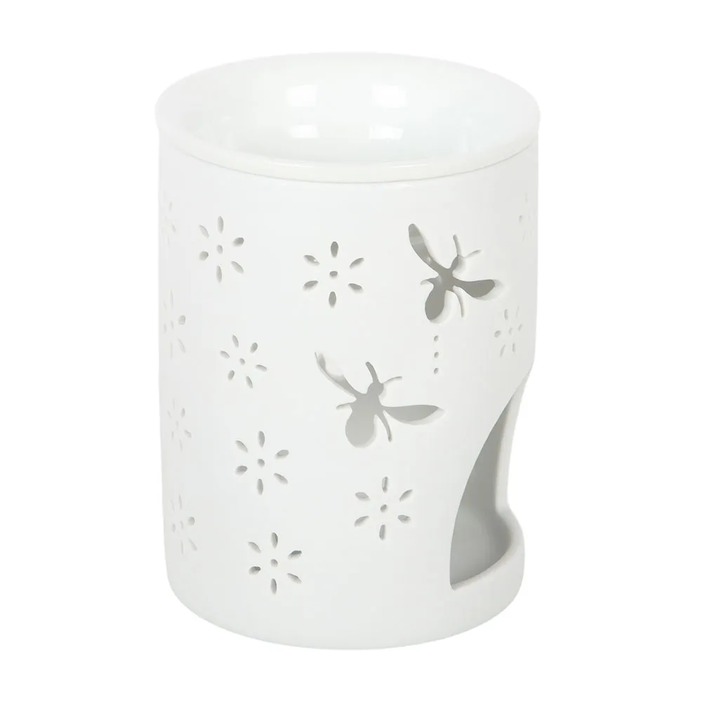 White Bee and Flower Cut Out Oil Burner and Wax Warmer - Image 3