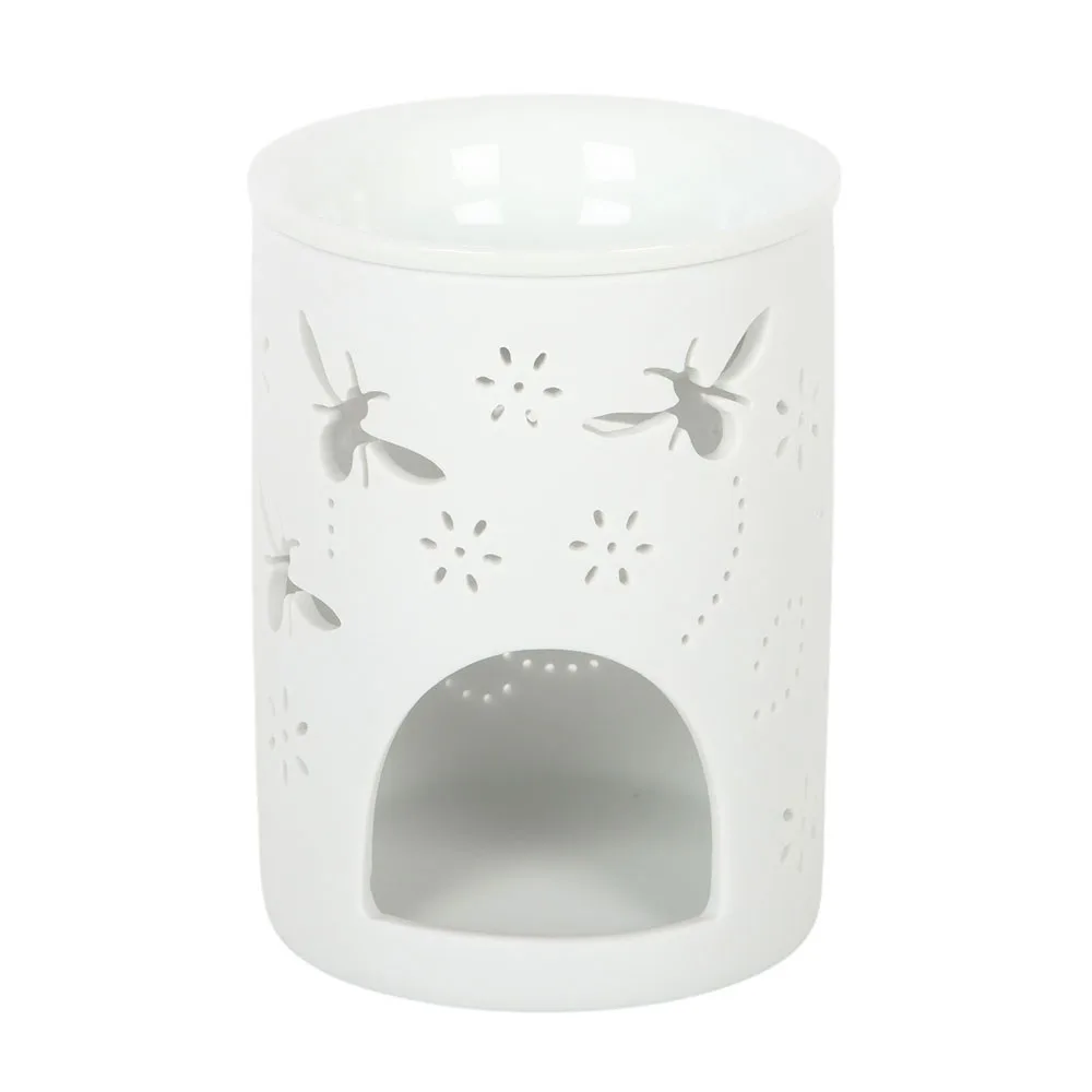 White Bee and Flower Cut Out Oil Burner and Wax Warmer - Image 4