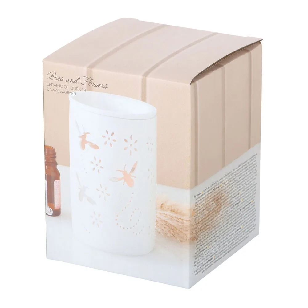 White Bee and Flower Cut Out Oil Burner and Wax Warmer - Image 5