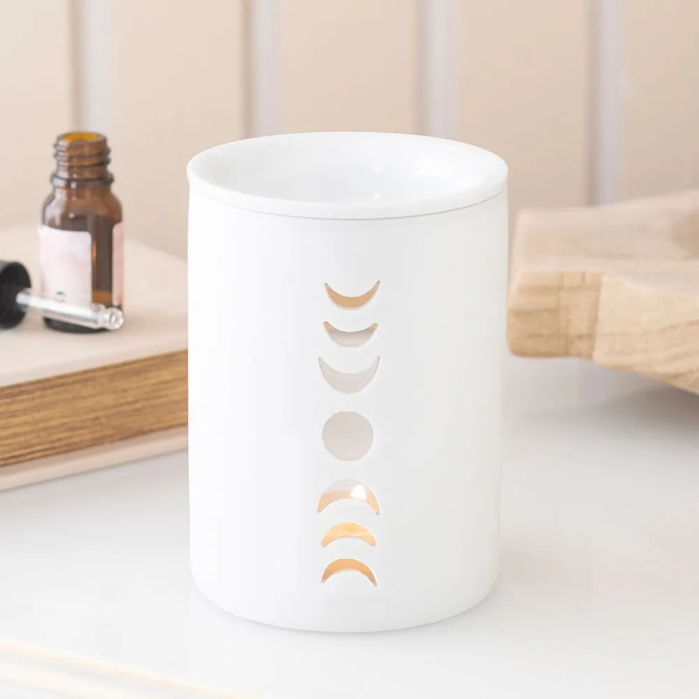 White Moon Phase Cut Out Oil Burner and Wax Warmer White Moon Phase Cut Out Oil Burner and Wax Warmer